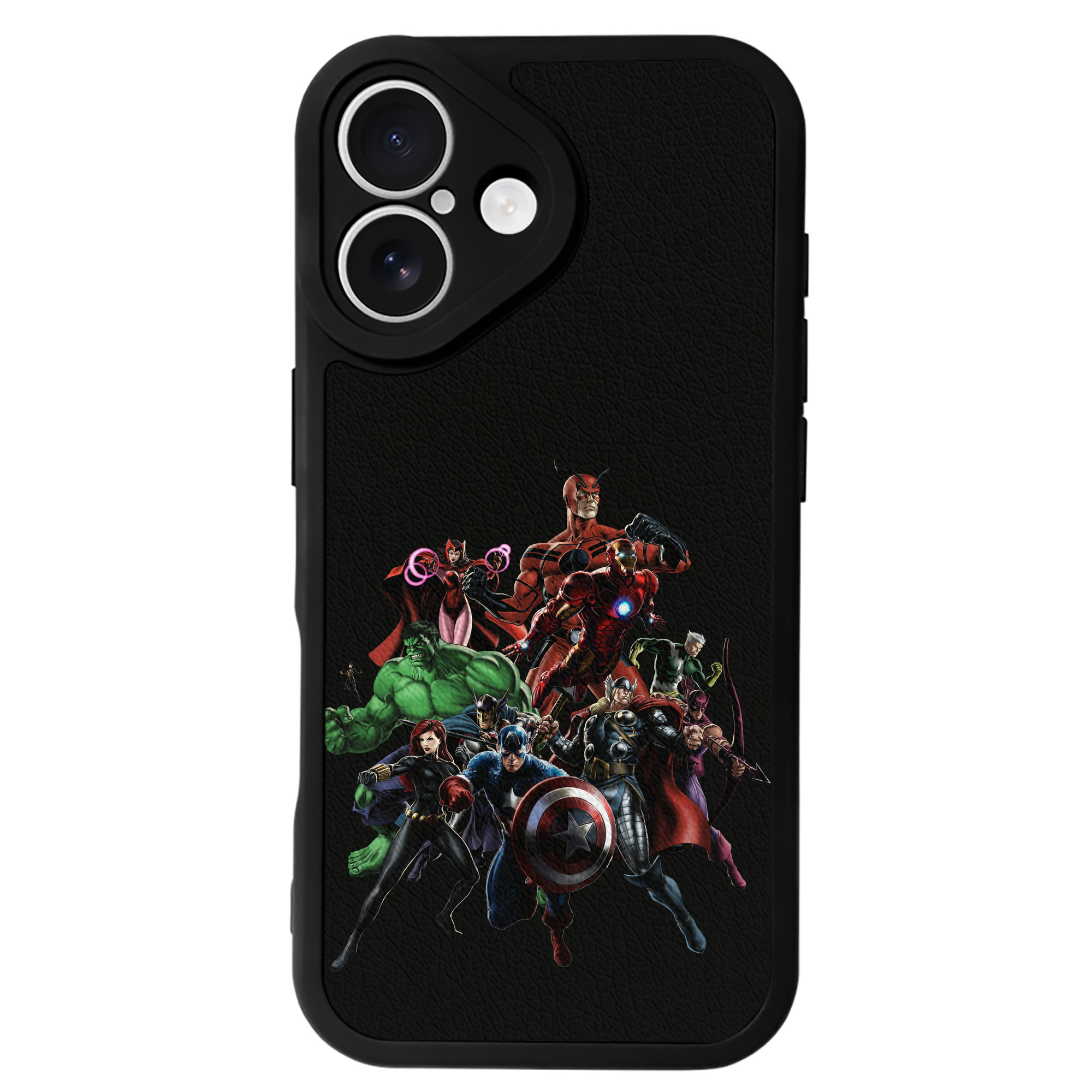 （画像用） アベンジャーズ The Avengers 【iPhone 16シリーズ対応】シリコンスマホケース（レザー調） 材質：シリコン